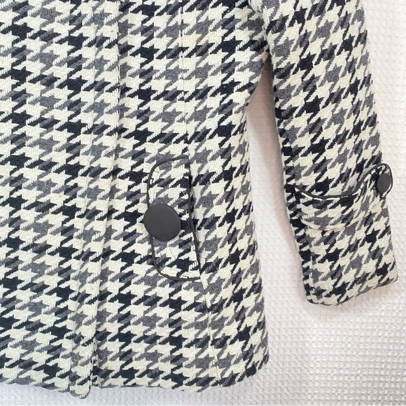 Soia & Kyo Wool Blend Houndstooth Coat Ivory Black And Grey Women's Size Large - Picture 5 of 12